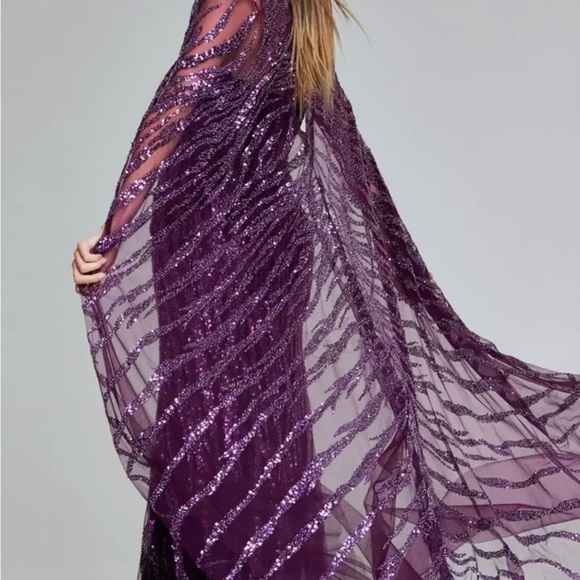 Elegant Purple Sequin Evening Gown - Picture 3 of 4